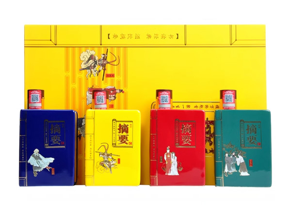 绥化摘要酒回收摘要四大名著礼盒装53度200ml*4瓶贵州金沙回沙酒